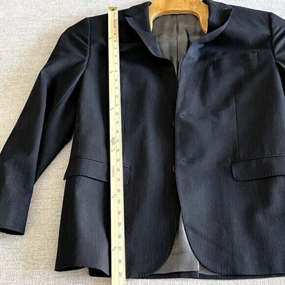 Banana Republic Wool Blend Blazer Jacket Mens 42R Black Pinstripe Tailored Fit - Picture 10 of 13